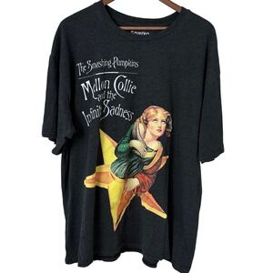 Smashing Pumpkins Graphic Band Tee Mens L Gray Mellon Collie Alt Rock Shirt